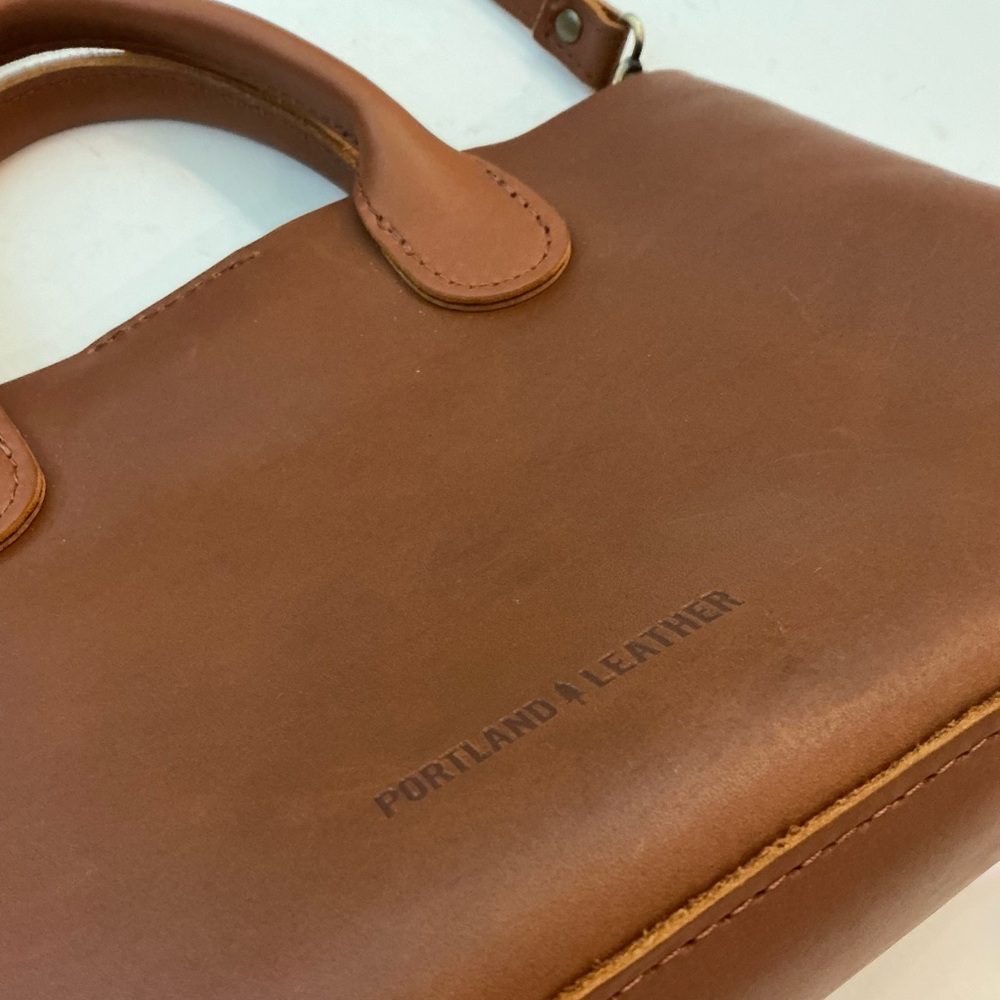 PORTLAND LEATHER, Almost Perfect Raindrop Genuine Leather Crossbody Bag in Honey - Picture 6 of 16